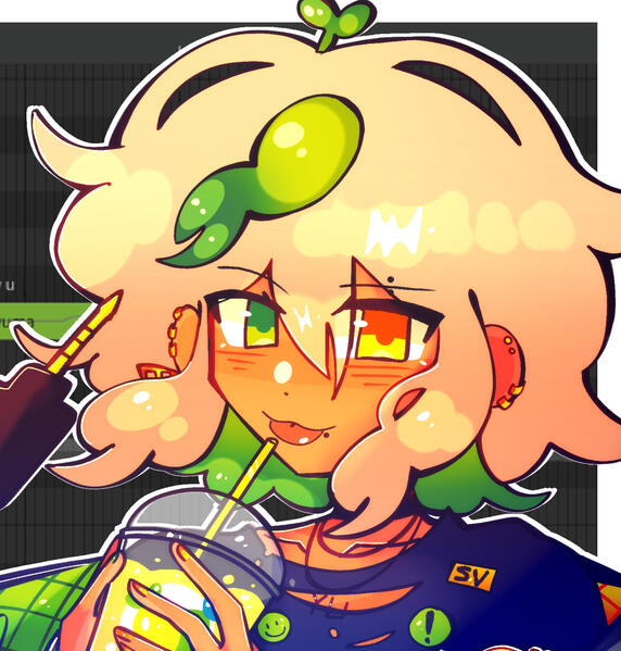 Yuma with an iced drink Yuma with an iced drink